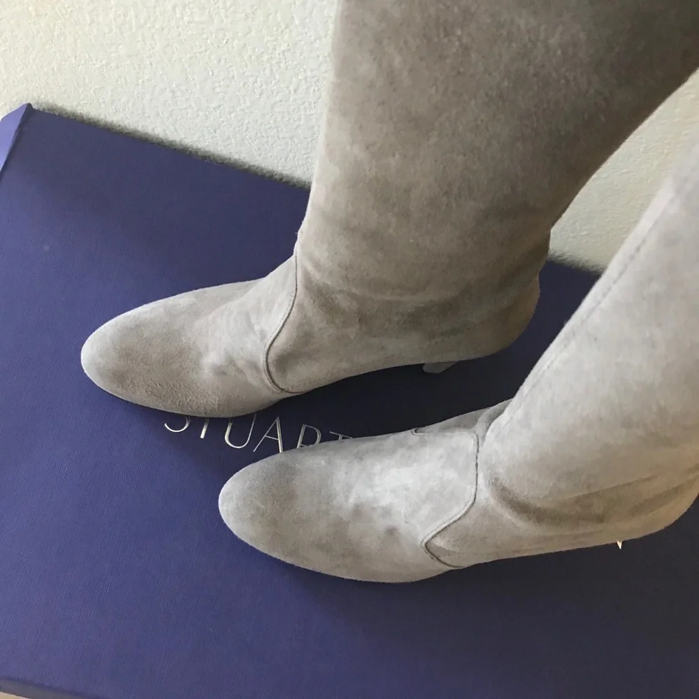 Stuart Weitzman Highland suede over the knee boots Topo gray 6.5